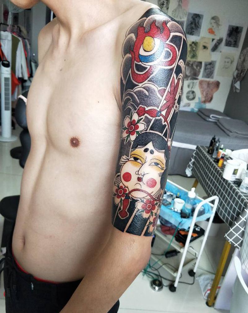 老传统人物纹身图片_手臂老传统纹身图案