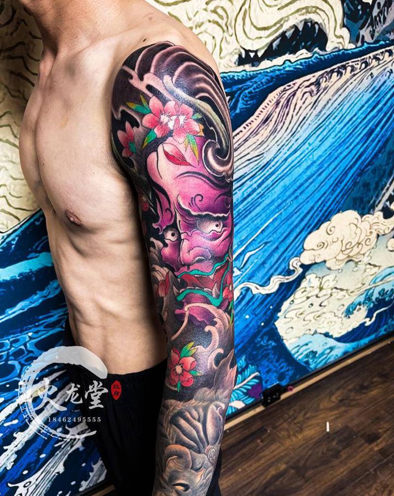 般若纹身图片_手臂新传统纹身图案