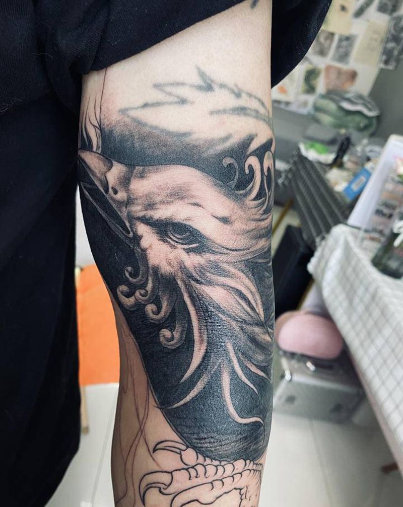 凤求凰纹身图片_手臂新传统纹身图案