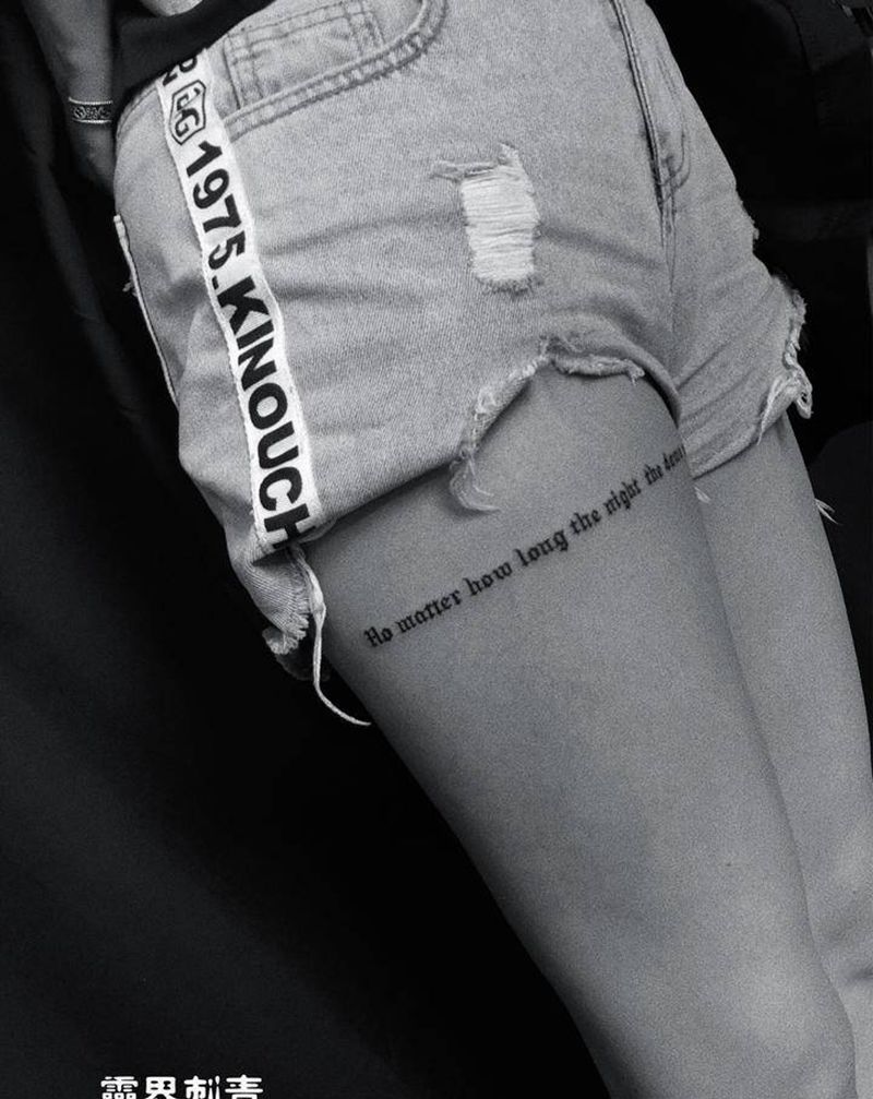 英文纹身图片_腿部纹身图案