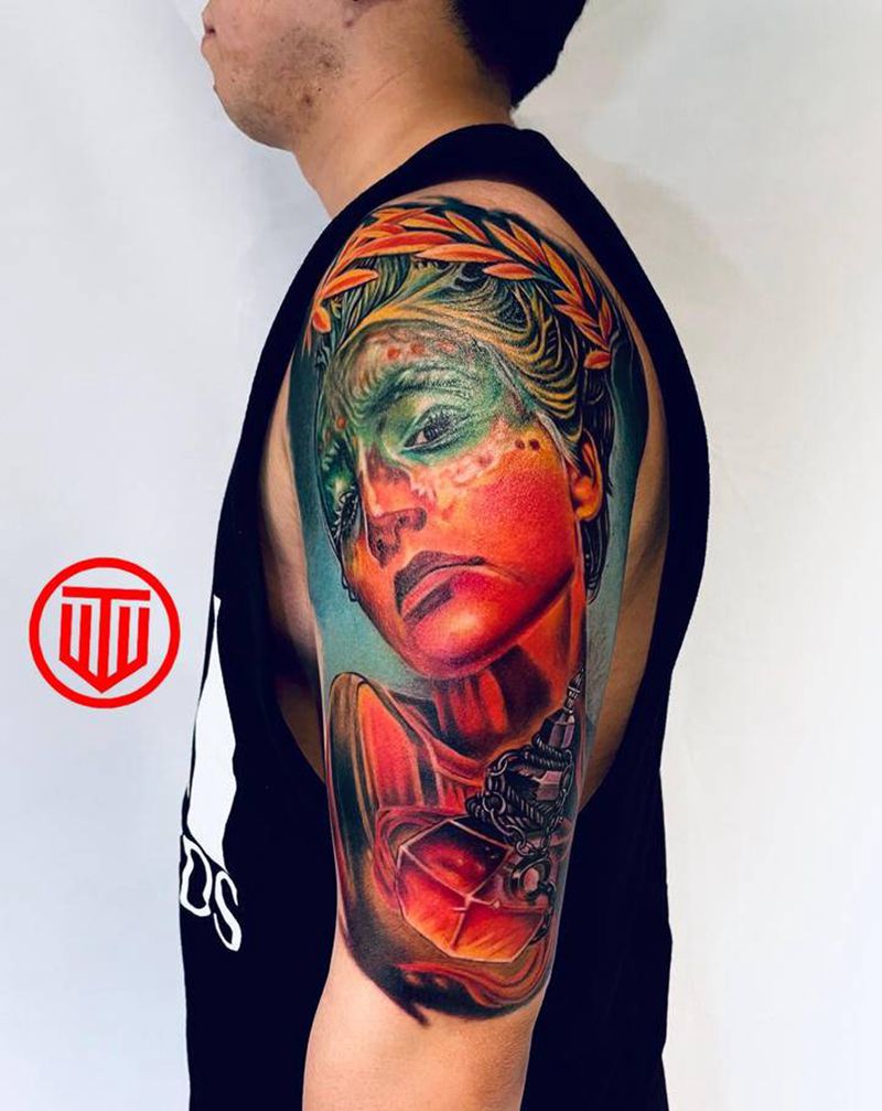 欧美写实女人纹身图片_手臂欧美写实纹身图案