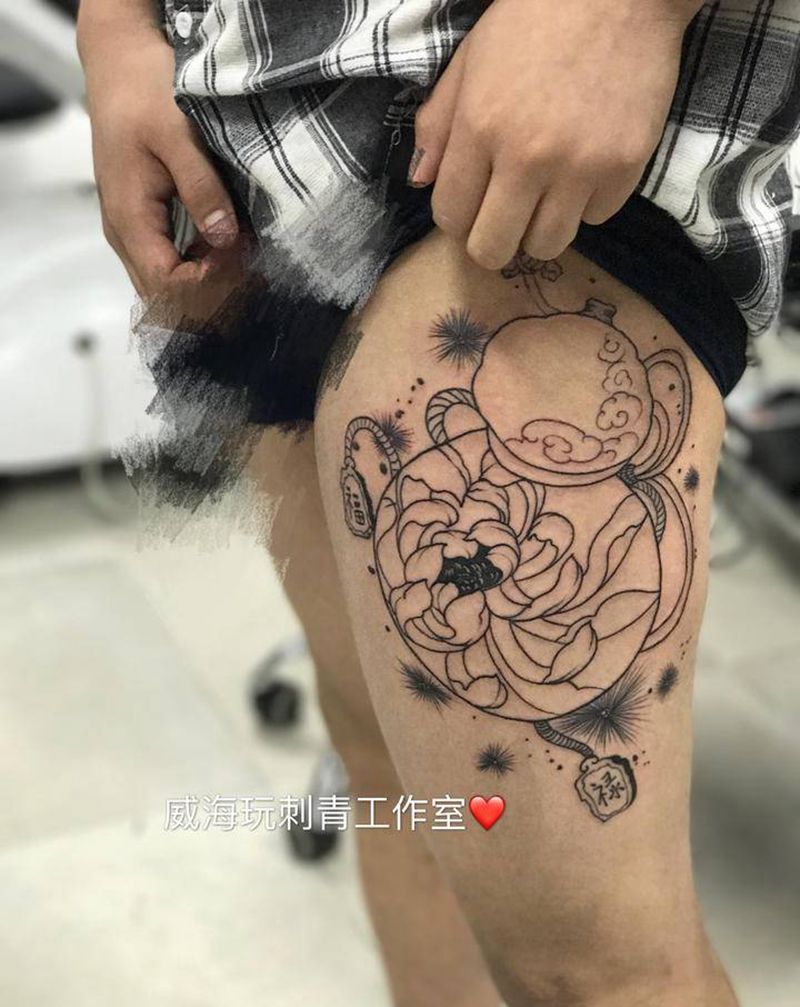 未完成纹身图片_腿部纹身图案