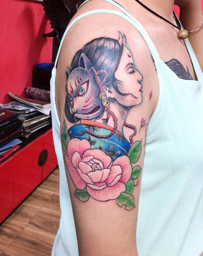 女纹身图片_肩部纹身图案