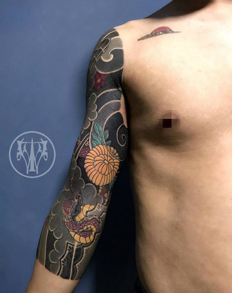 老传统风格纹身图片_手臂老传统纹身图案