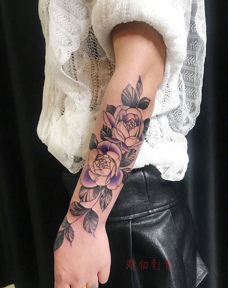 素花纹身图片_手臂纹身图案