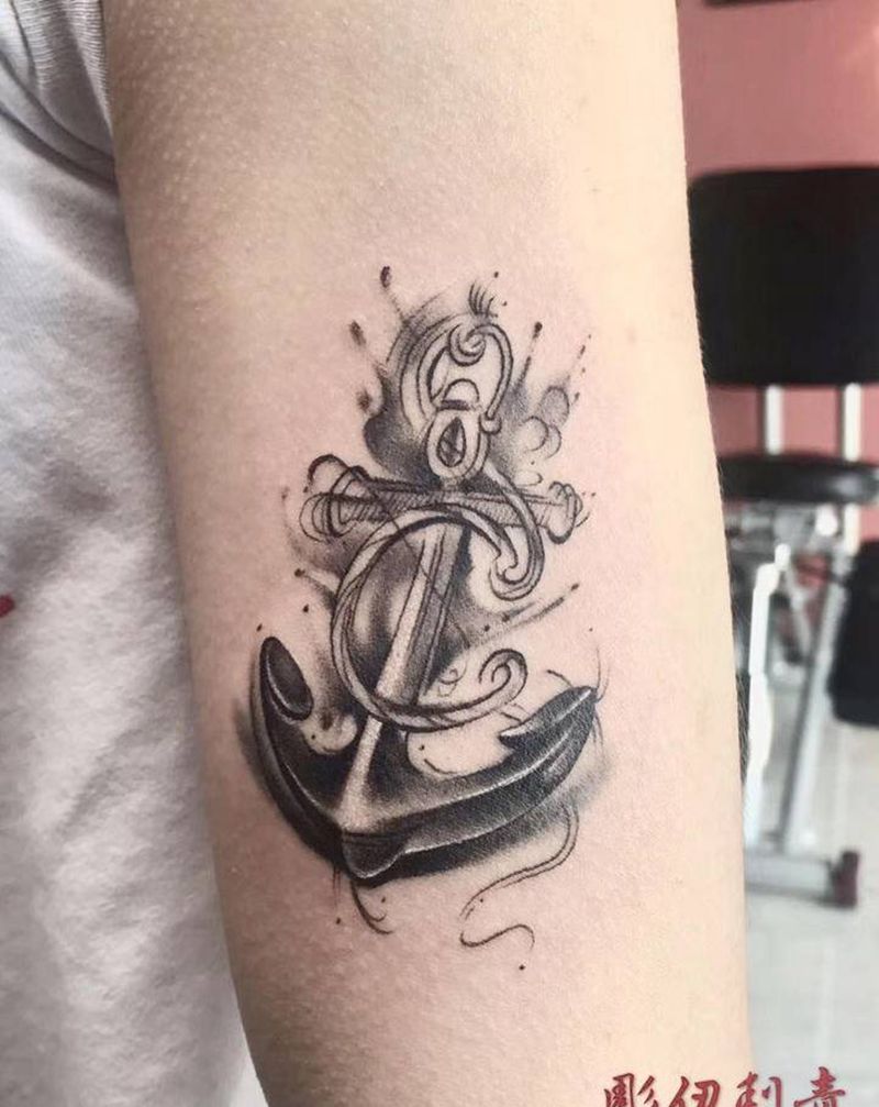 锚纹身图片_手臂纹身图案