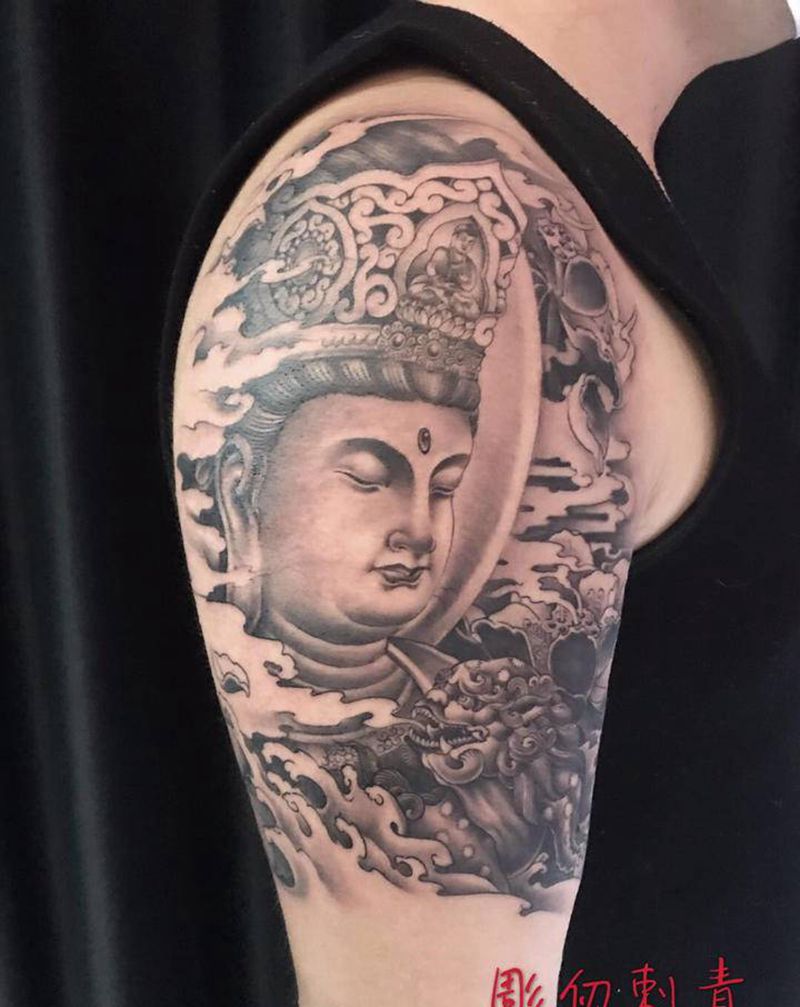 守护纹身图片_新传统纹身图案