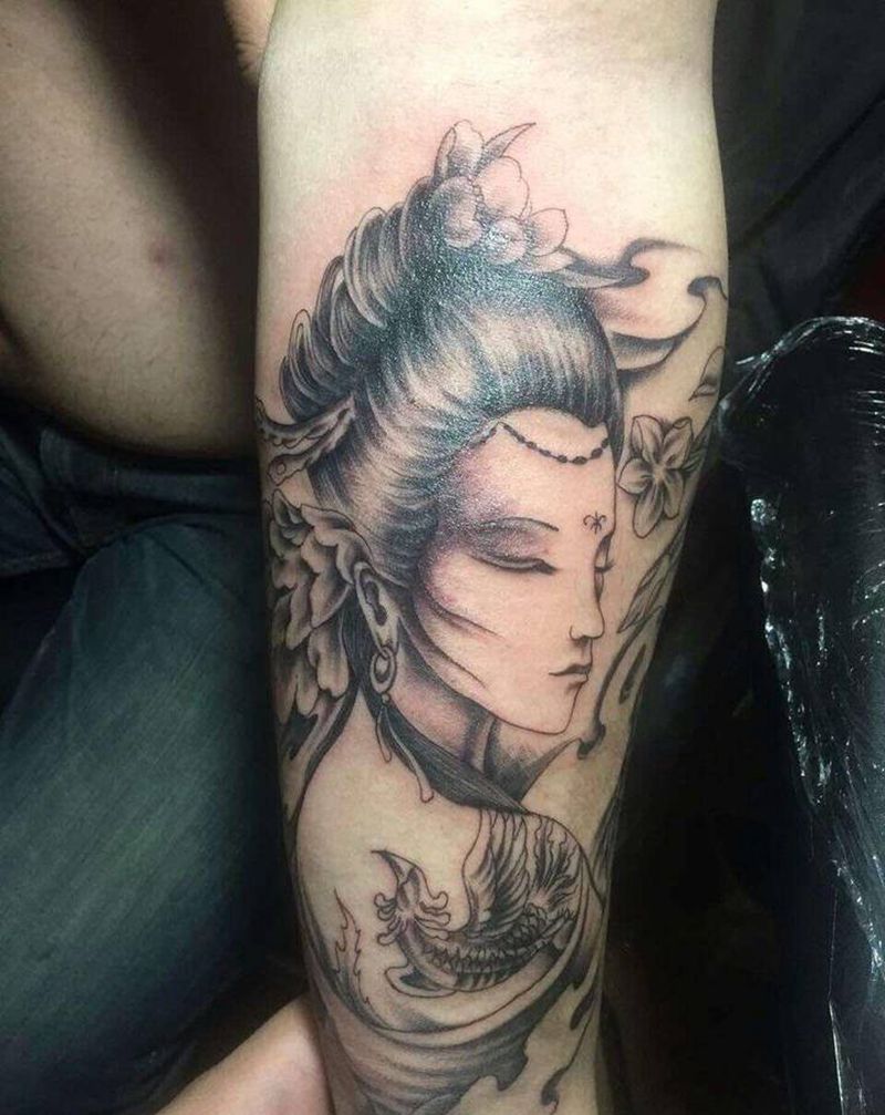 艺伎纹身图片_手臂纹身图案