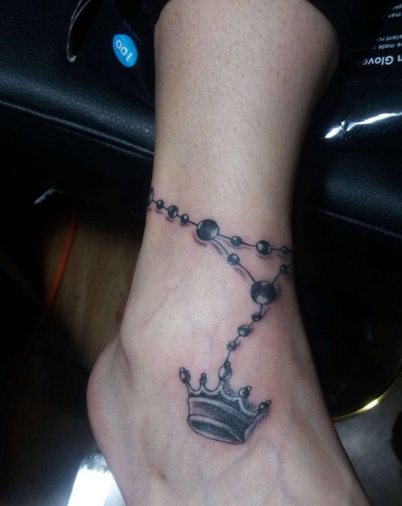 脚链纹身图片_脚部纹身图案