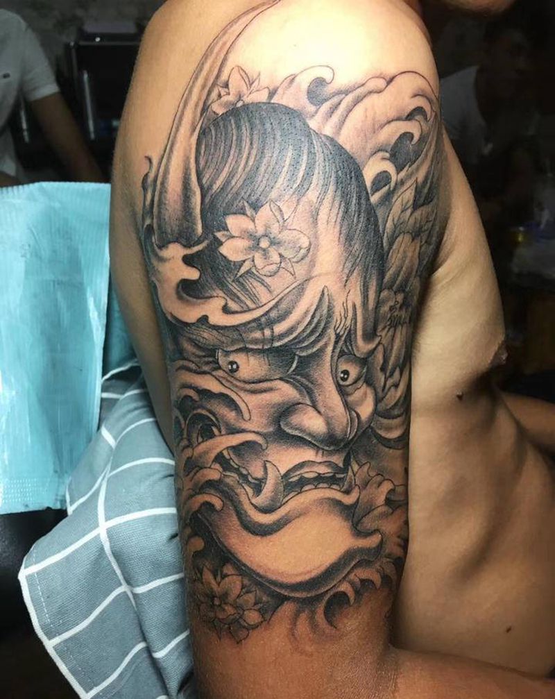 般若两个纹身图片_手臂纹身图案