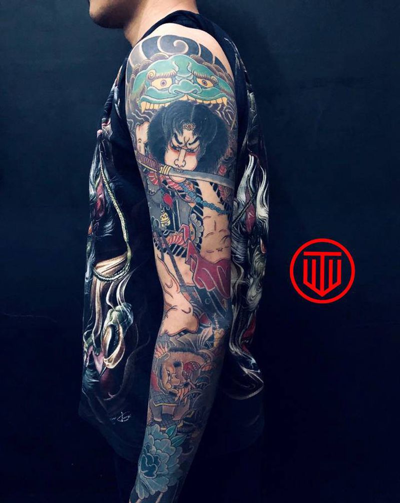 恢复后纹身图片_手臂老传统纹身图案