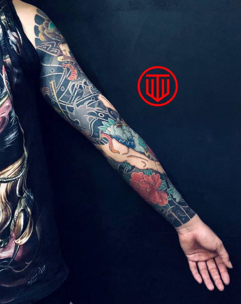 张顺 恢复后纹身图片_手臂老传统纹身图案