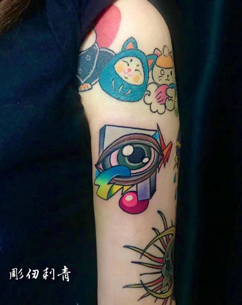 眼睛纹身图片_New School纹身图案