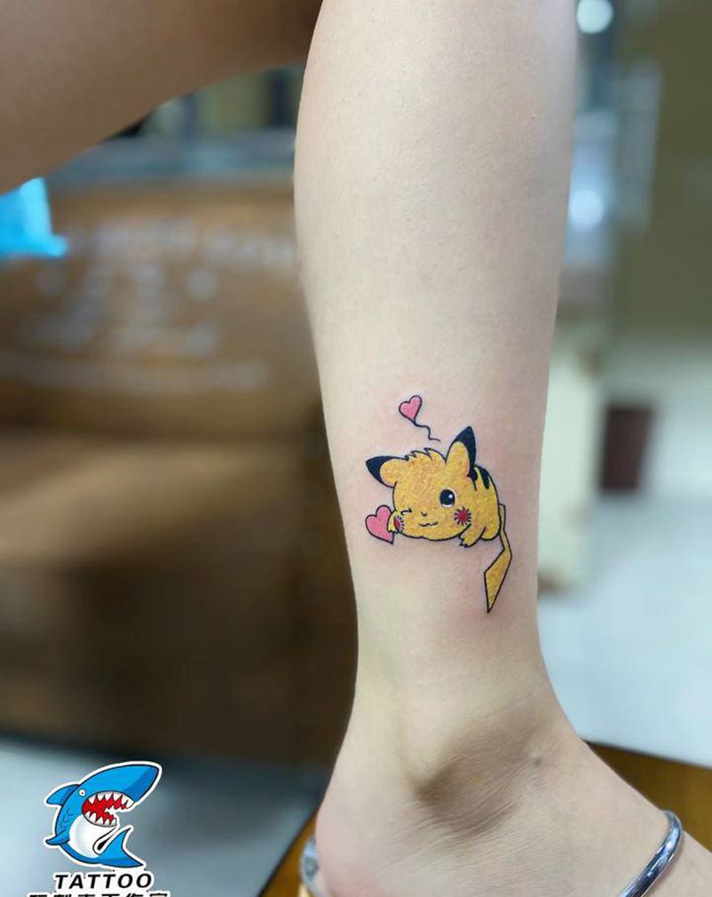 皮卡丘纹身图片_腿部New School纹身图案