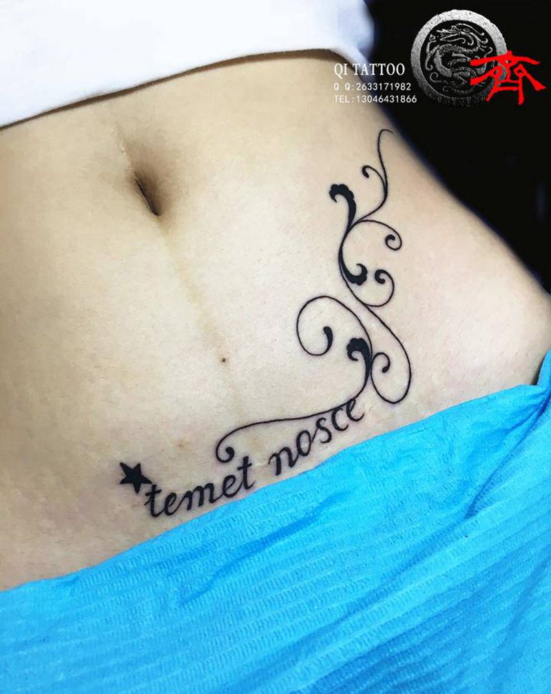 遮盖疤痕纹身图片_腹部图腾纹身图案