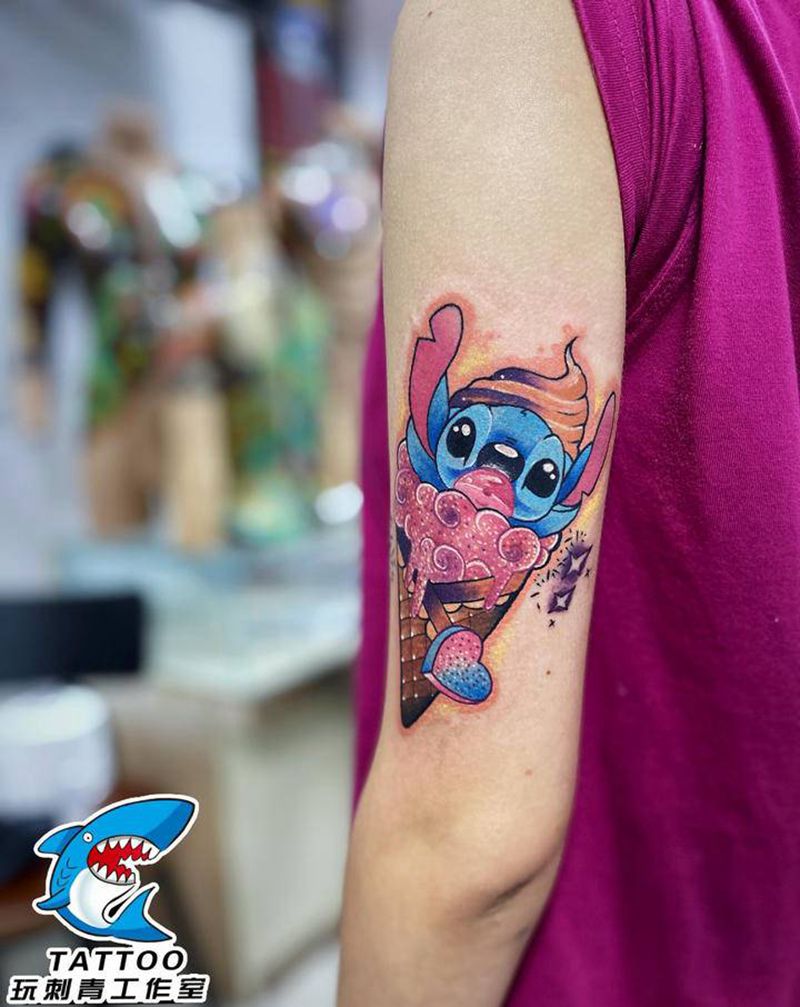 史迪仔纹身图片_手臂New School纹身图案