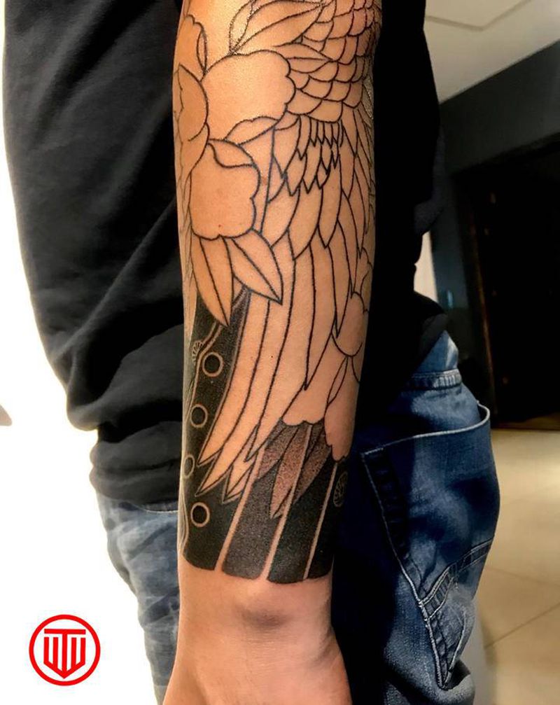 袖口纹身图片_手臂老传统纹身图案