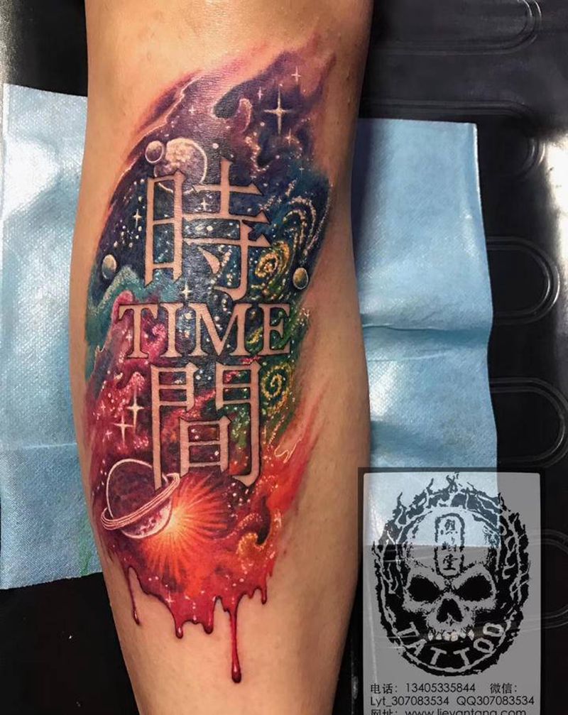 星空纹身图片_肩部胸部纹身图案