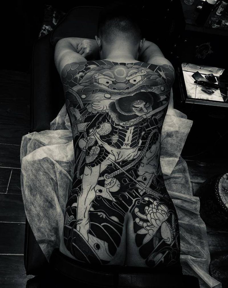 张顺破水门纹身图片_背部臀部老传统新传统日式纹身图案