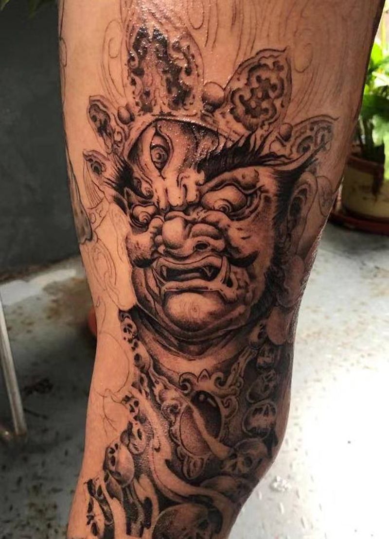 新传统纹身图片_腿部新传统纹身图案