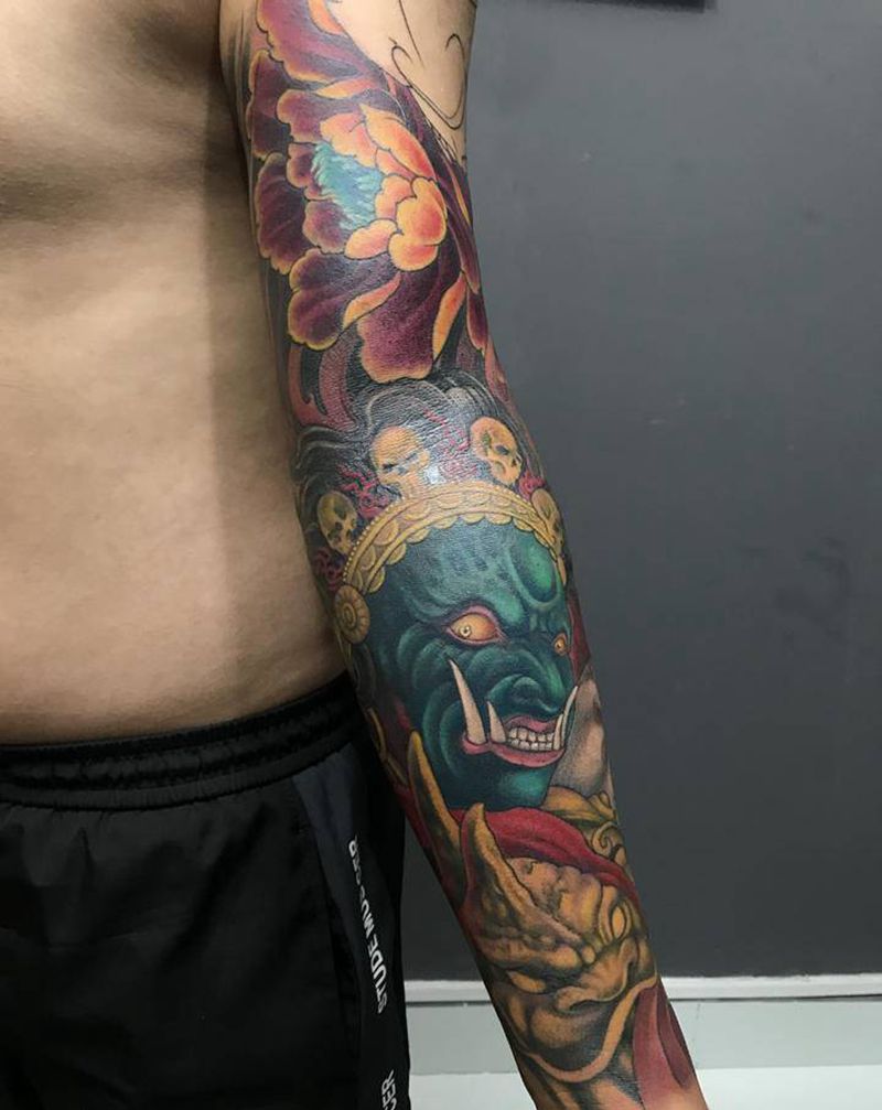 大黑天纹身图片_手臂纹身图案