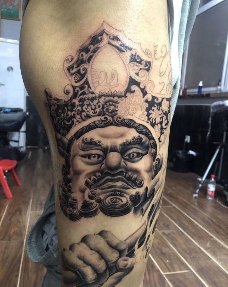 新传统纹身图片_腿部新传统纹身图案