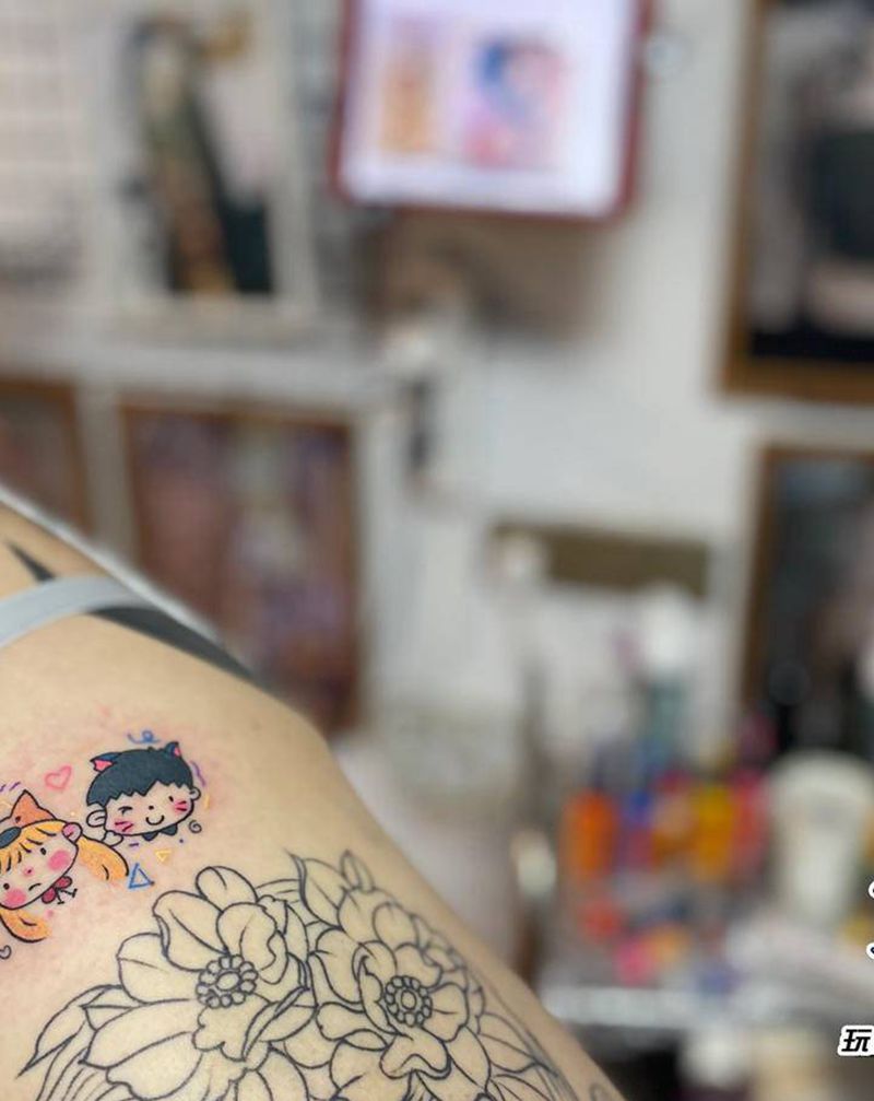 小清新纹身图片_手部水彩纹身图案