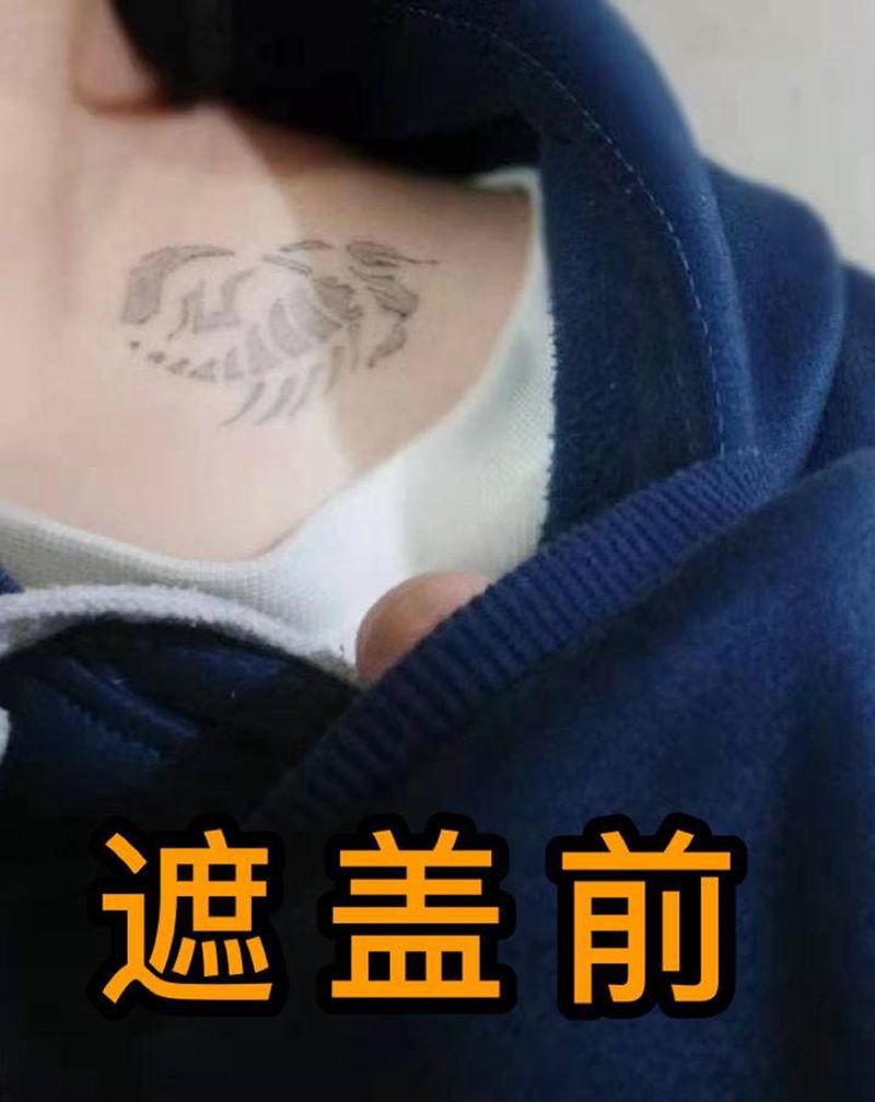 枪花遮盖纹身图片_胸部欧美写实纹身图案