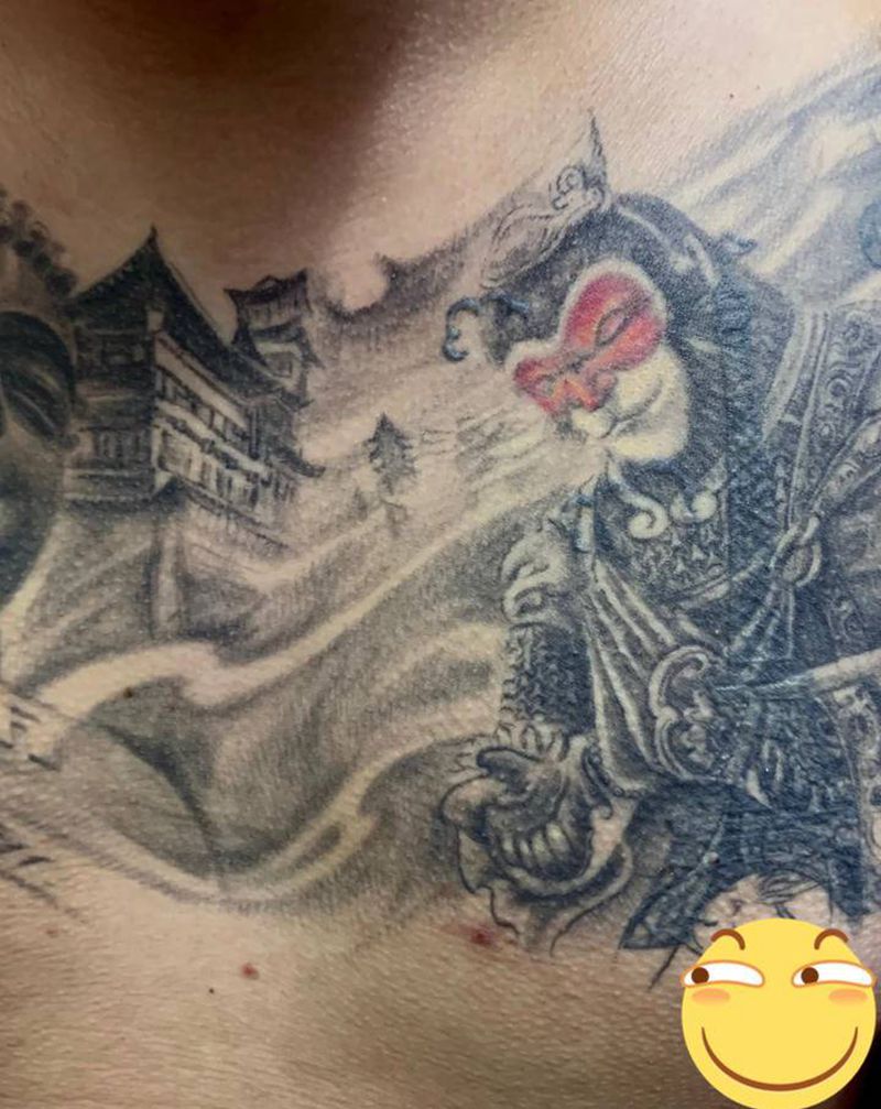 修改佛祖和悟空纹身图片_胸部腹部新传统老传统佛祖，悟空纹身图案