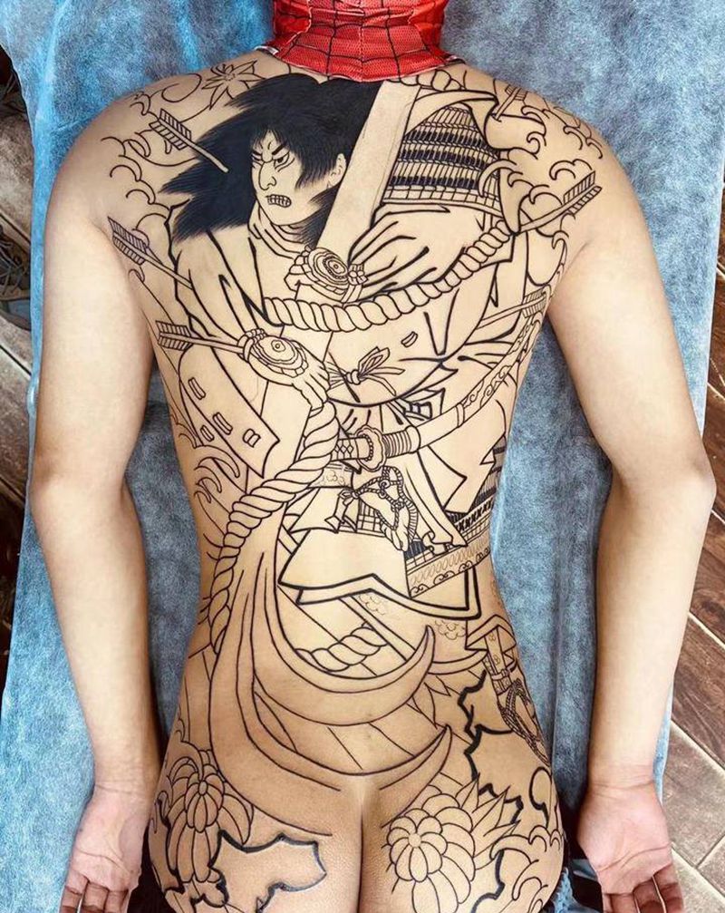 平知盛纹身图片_背部臀部老传统新传统老传统纹身图案