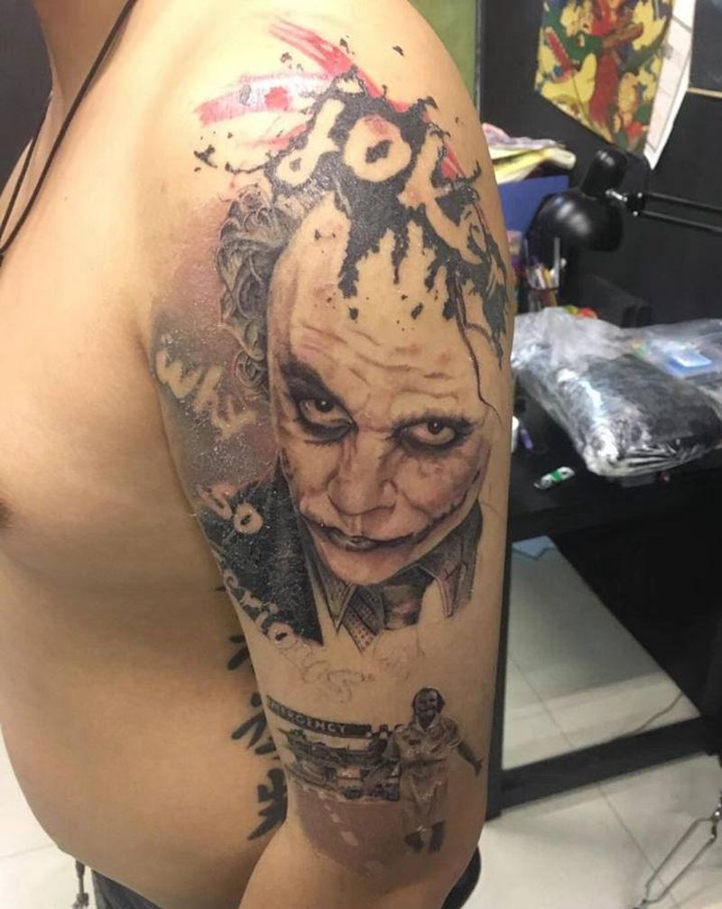 希斯·莱杰纹身图片_手臂欧美写实纹身图案