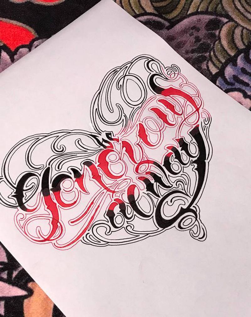 奇卡诺花体订制，中秋上身。纹身图片_花体字纹身图案