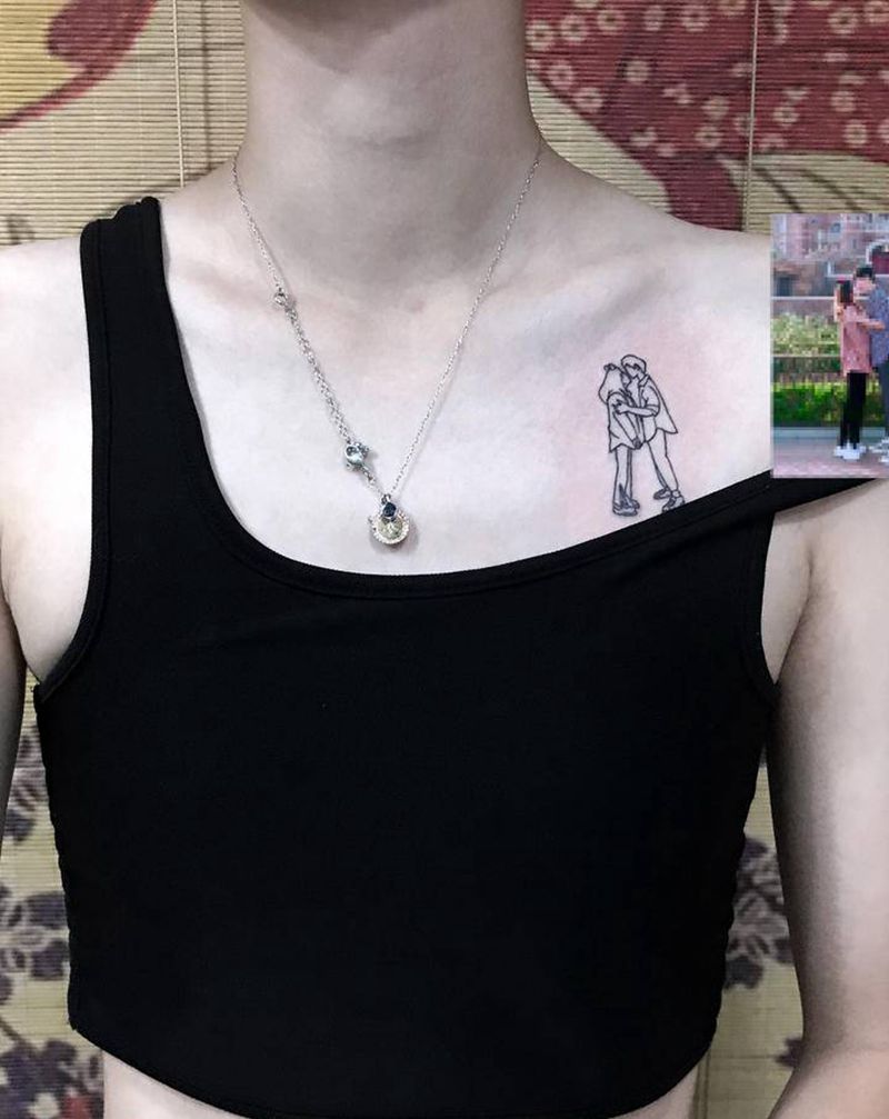 简笔画纹身图片_肩部纹身图案