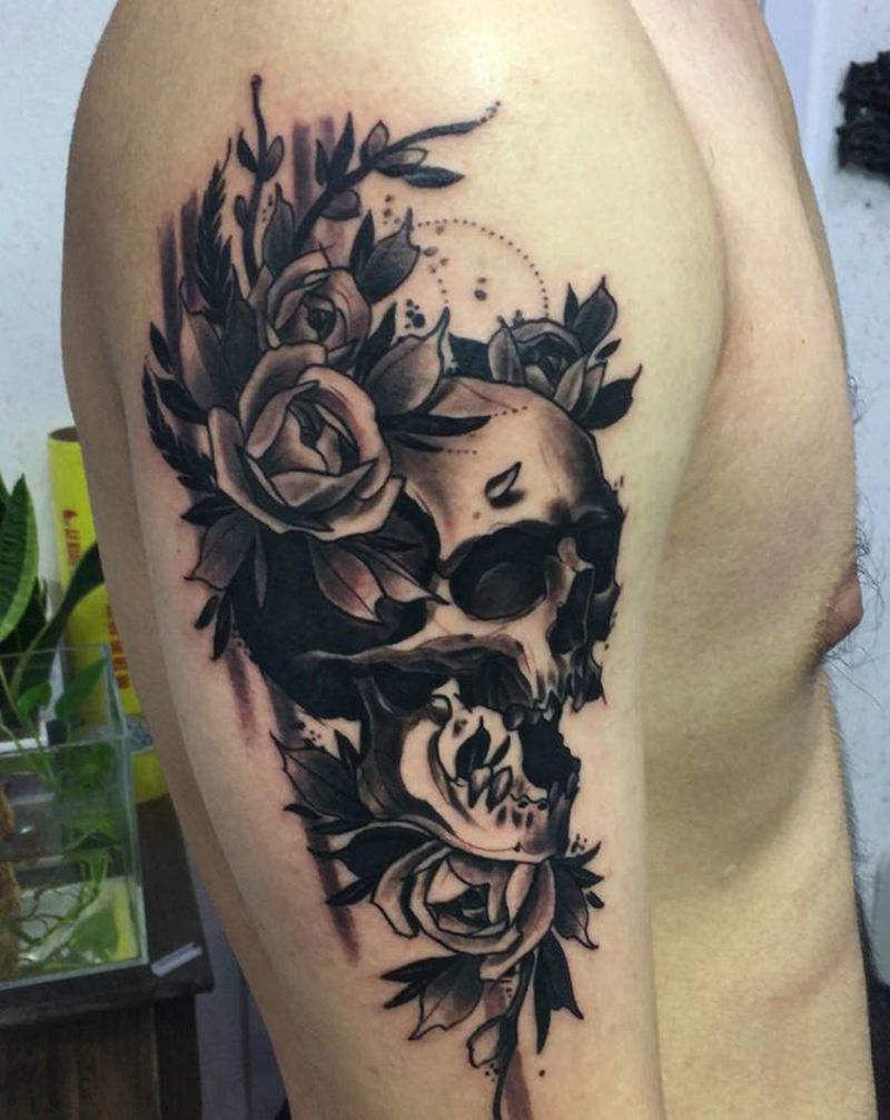 骷髅纹身图片_手臂纹身图案