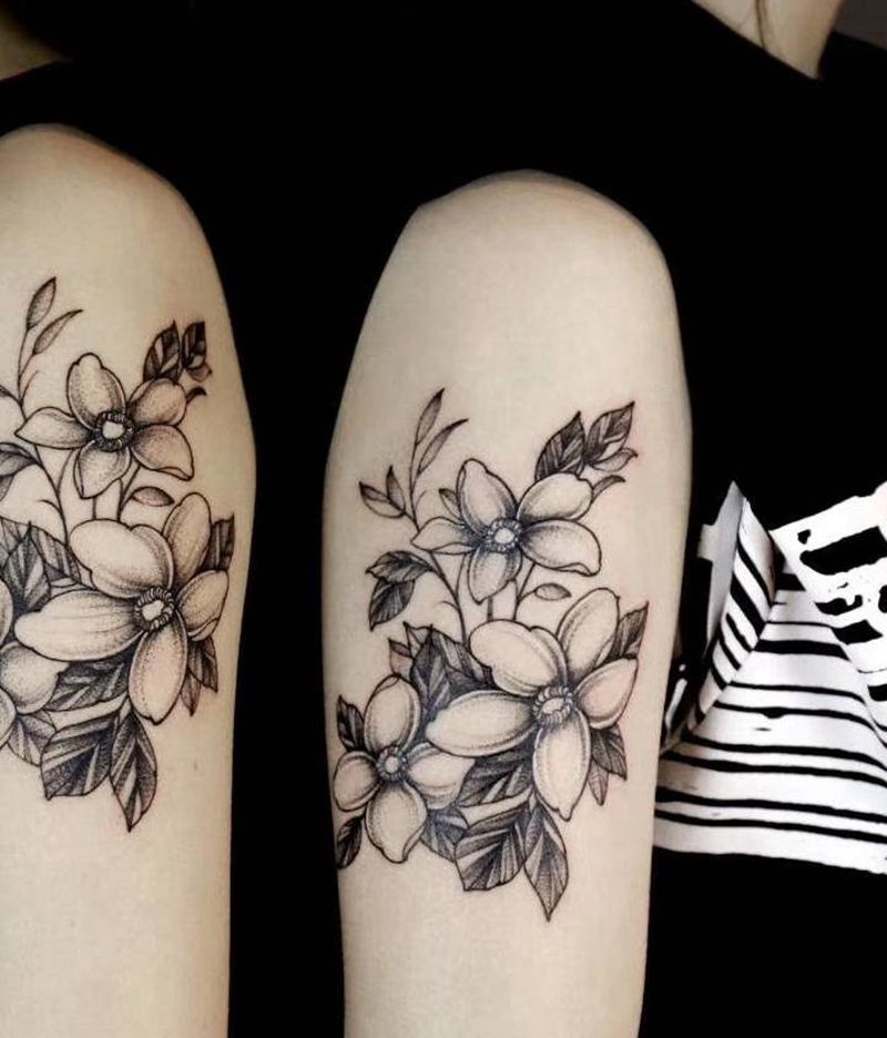 素花纹身图片_手臂纹身图案