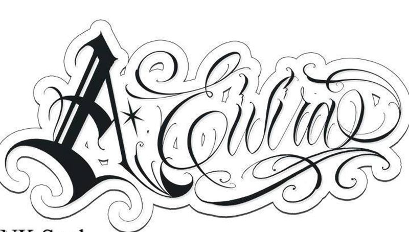 花体字纹身图片_新传统纹身图案