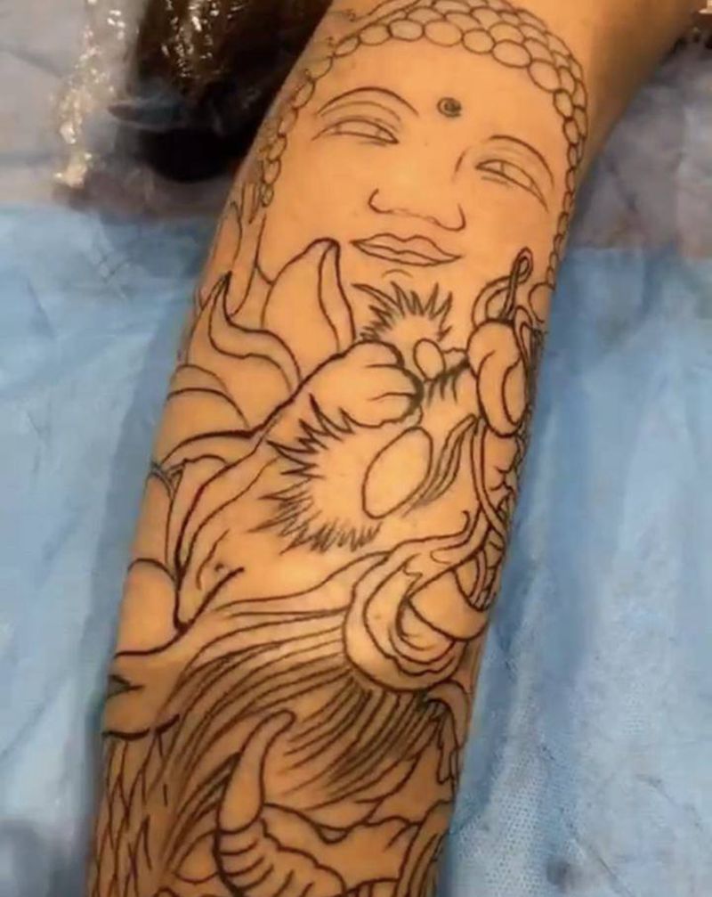 新传统线条纹身图片_新传统纹身图案