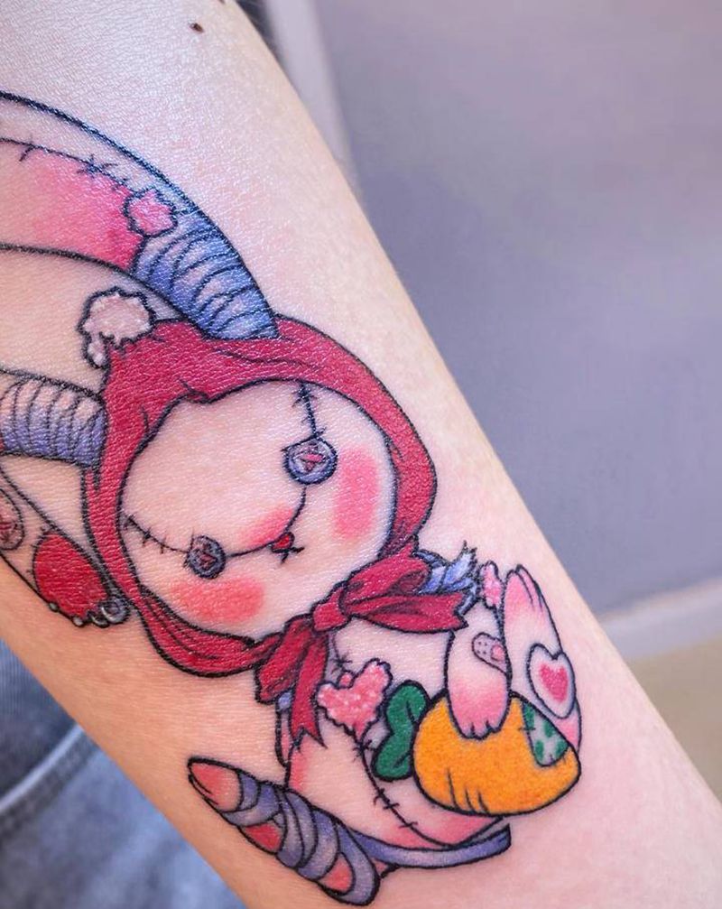 粉红兔纹身图片_手臂手部New School小清新兔子卡通纹身图案