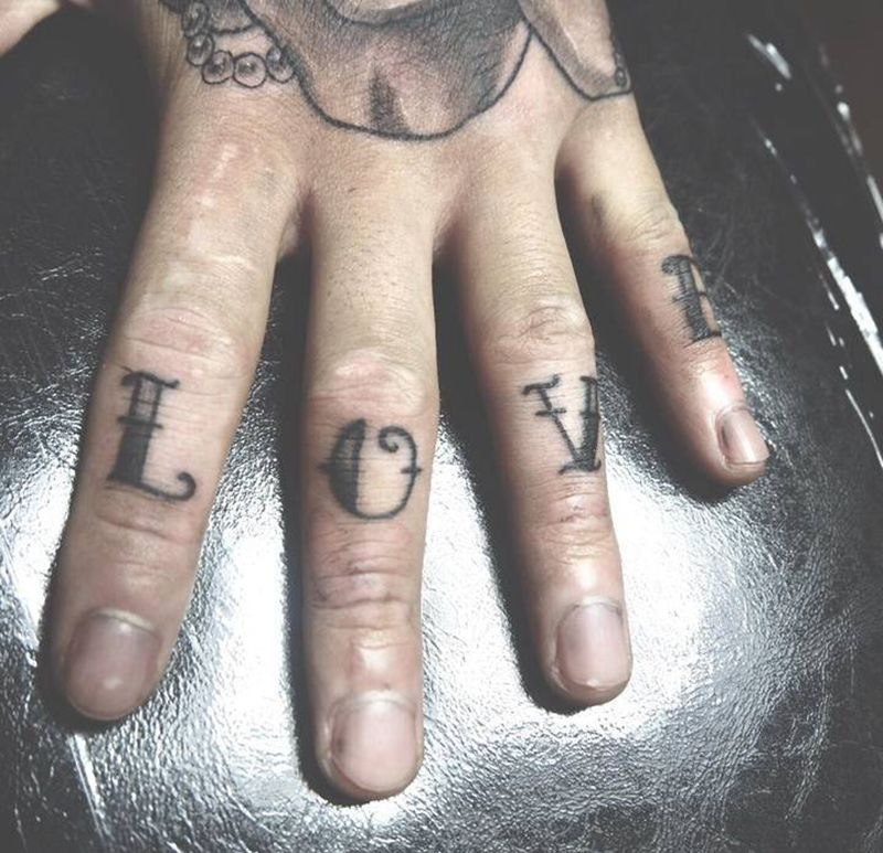 手背纹身图片_手部花体字纹身图案