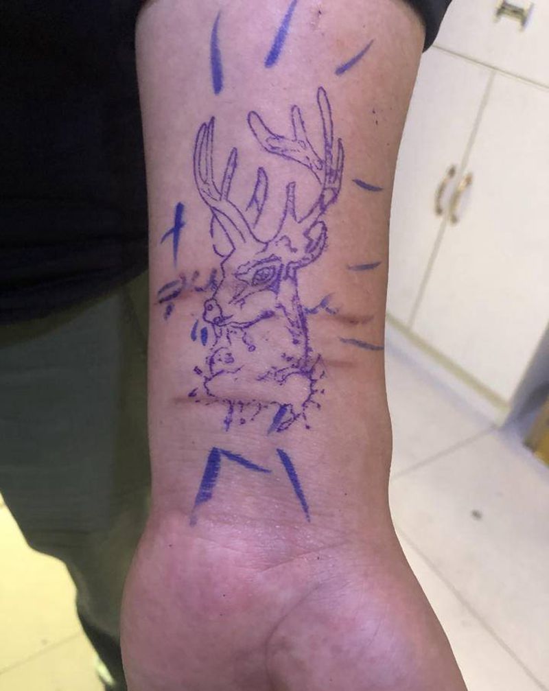 遮盖纹身图片_水墨水彩纹身图案