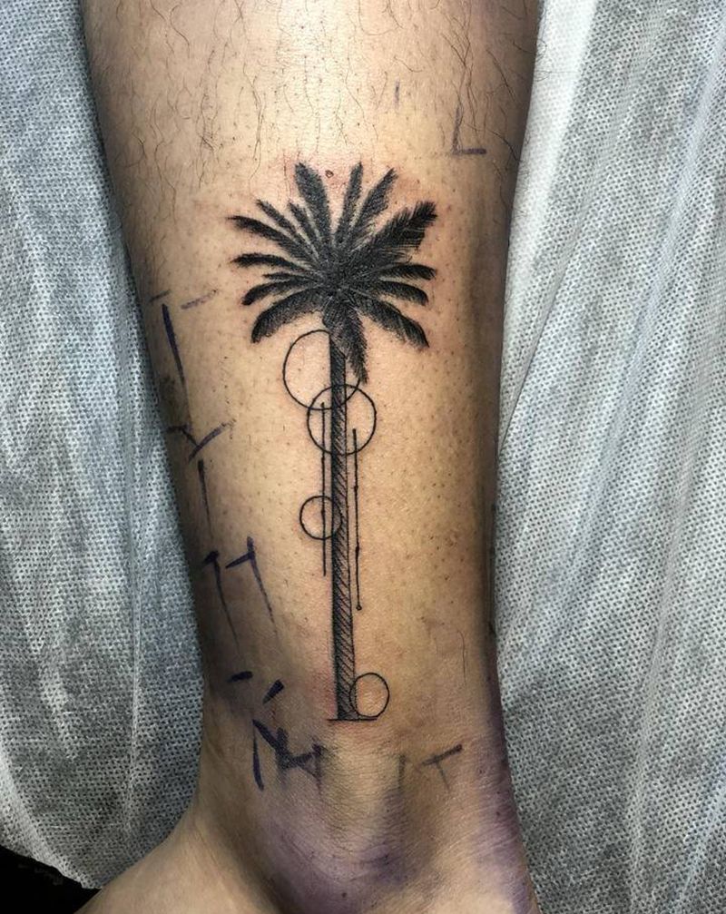 椰子树纹身图片_几何纹身图案