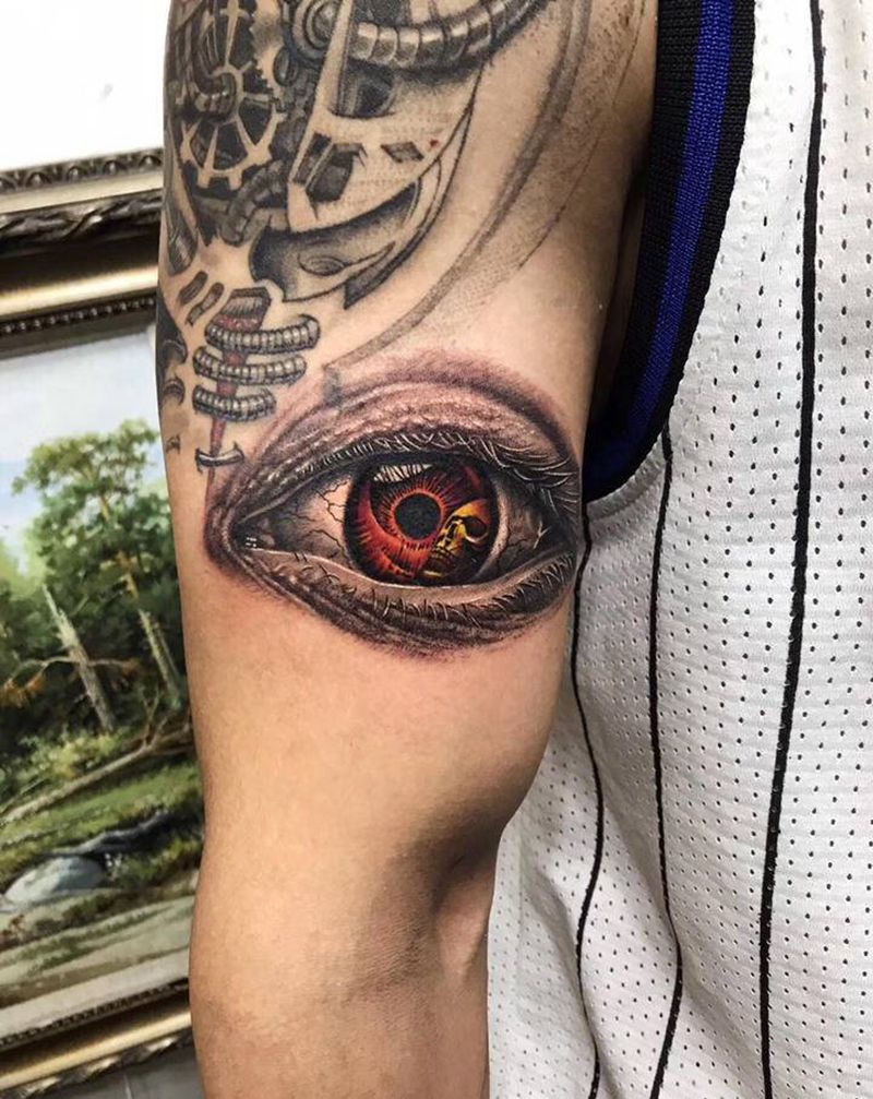 写实眼睛纹身图片_手臂欧美写实纹身图案