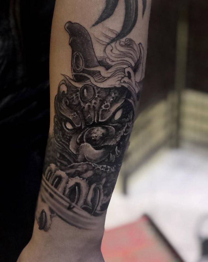 貔貅 未完成纹身图片_手部手臂新传统纹身图案