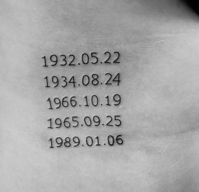 日期纹身图片_腹部图腾日期纹身图案