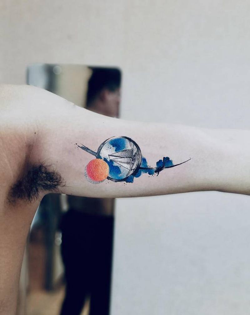 水彩纹身图片_手臂水彩纹身图案