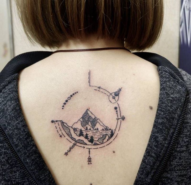 后背图案纹身图片_背部点刺纹身图案