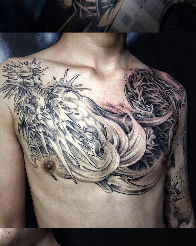 本店新传统风格纹身图片_颈部肩部新传统纹身图案