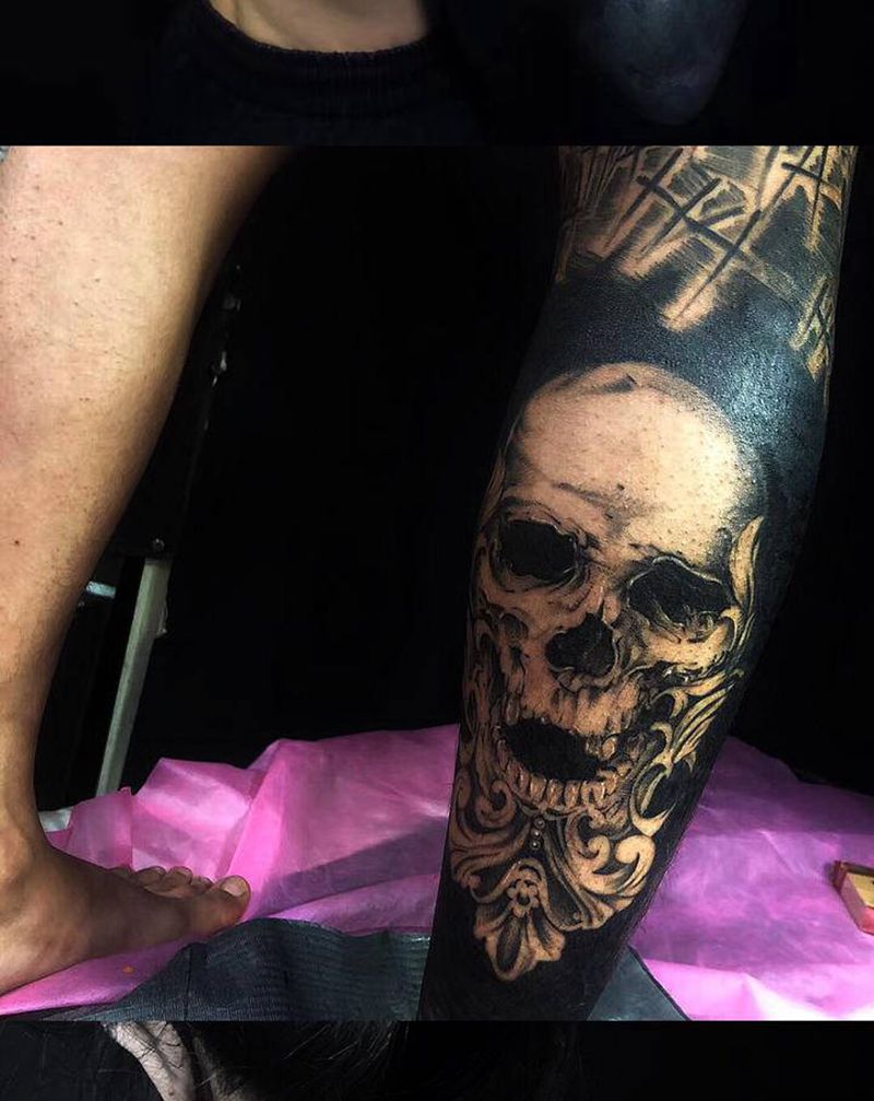 本店图腾类风格纹身图片_颈部肩部几何图腾纹身图案