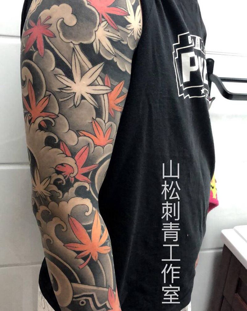 日式花臂纹身图片_手臂臀部老传统新传统纹身图案