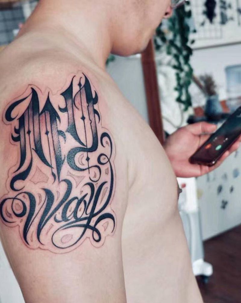 花体字纹身图片_手臂花体字纹身图案